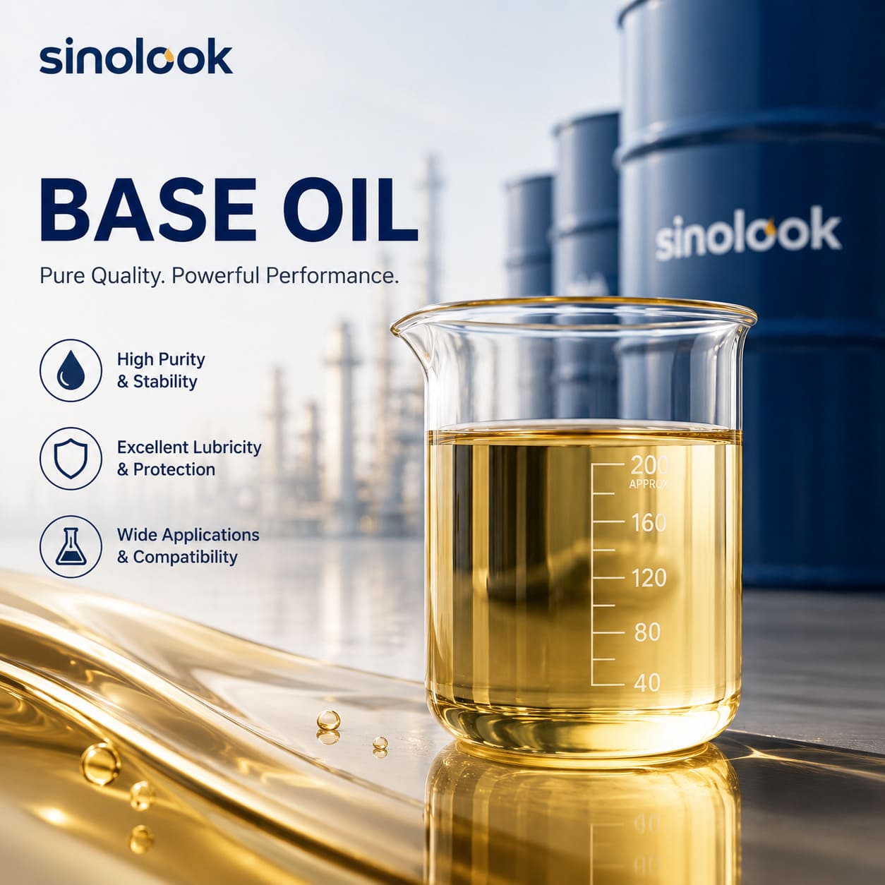 Sinolook base oil — ADNOC Group III, Group I, Group II, Naphthenic, PAO