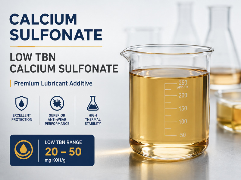 Low TBN calcium sulfonate detergent additive 20–50 TBN