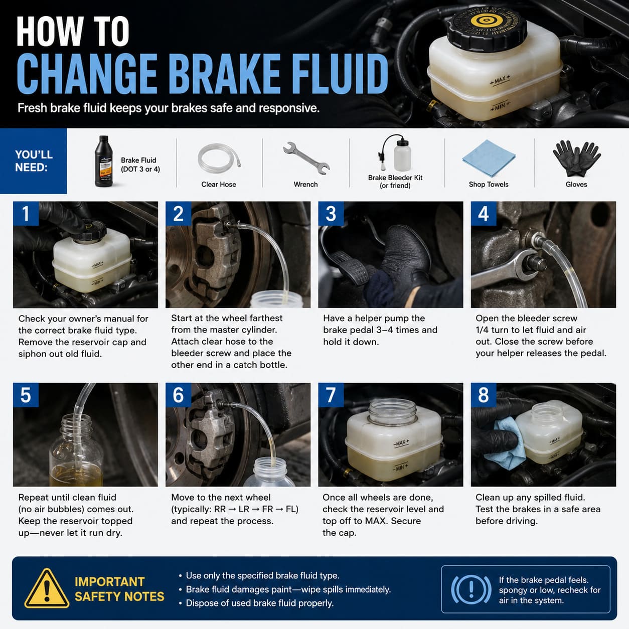 How to change brake fluid — step-by-step brake fluid flush and bleeding procedure