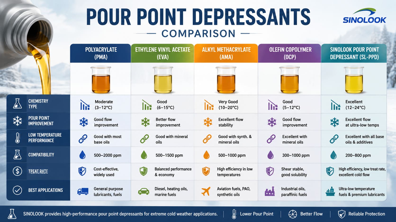 T866 vs T866A vs T809 pour point depressant comparison
