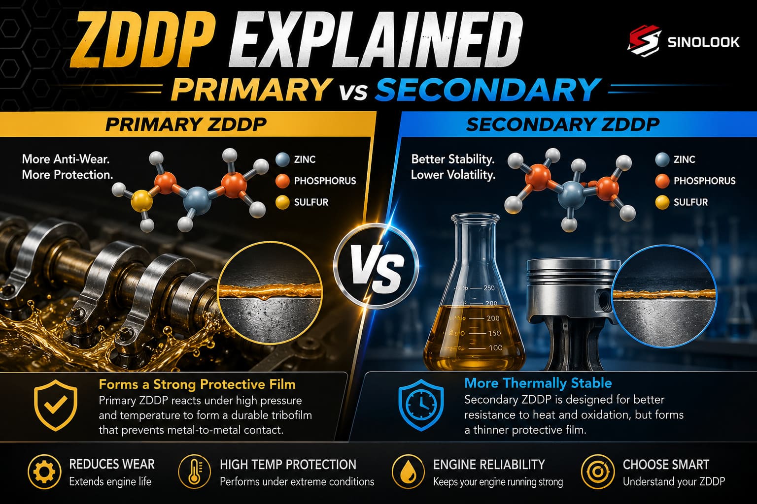 Primary vs secondary ZDDP and low-SAPS anti-wear comparison