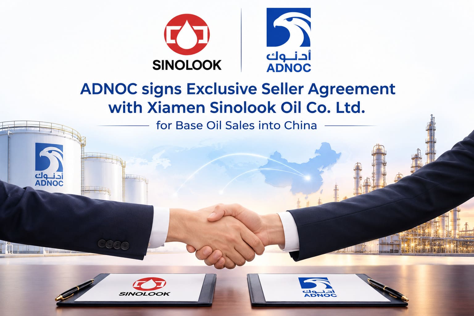ADNOC signs Exclusive Seller Agreement with Xiamen Sinolook Oil Co., Ltd for Group III base oil sales into China at the 24th World Base Oils and Lubricants Conference in London.